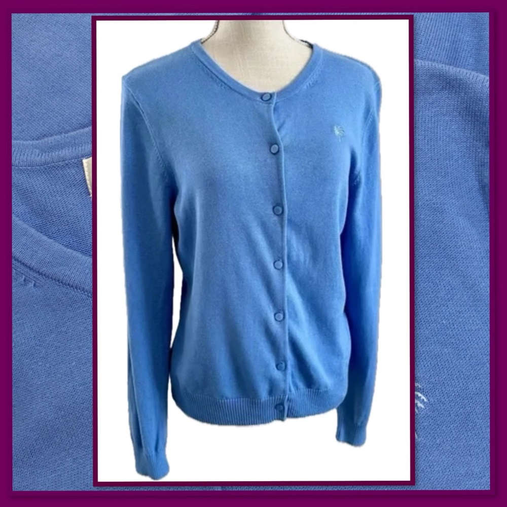 LILY PULITZER BLUE BUTTON FRONT LONG SLEEVE SWEATER M
